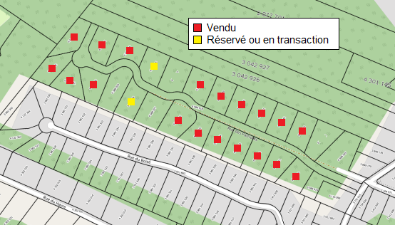 Carte des terrains disponibles — Domaine des Patriotes